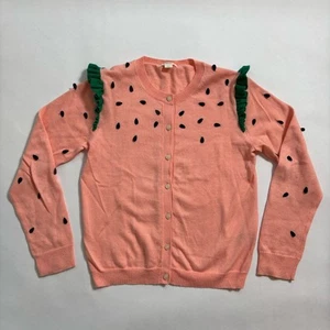 Pink Watermelon Girls J. Crew Crew Cuts Cardigan 12 Novelty Cotton Lightweight - Picture 1 of 7