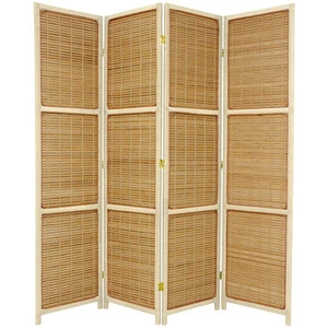 6 ft. Tall Woven Accent Room Divider - 4 Panel - Cream - Picture 1 of 1