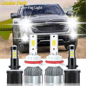 For Dodge Ram 1500 2500 3500 1994-1998 Combo LED Headlight Fog Bulbs 9004 880 - Picture 1 of 11