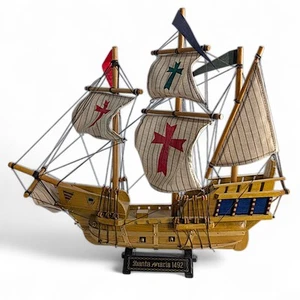Modellino nave carrack in legno Santa Maria 1492 montato 18x20 pollici - Foto 1 di 24