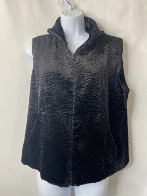 Chaleco Negro de Piel Sintética Cejón Cremallera Talla Grande Mob Esposa Rocker Chic Capricho Suave Foto 1 de 4