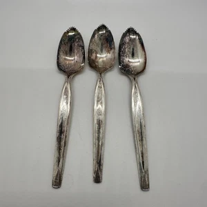 Vintage 3-teiliges Set WM ROGERS MFG CO GRAPEFRUIT Silber Teller 6" EISLÖFFEL - Bild 1 von 3