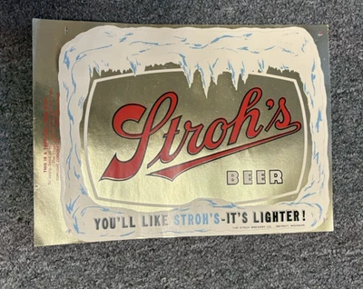 Calcomanía grande vintage de cerveza Stroh’s Foto 1 de 2