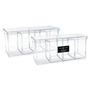 2-Pack 4-Compartment Clear Acrylic Organizers with Lid (9” L x 3” W x 4” H), ... - Picture 1 of 6
