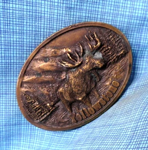 Yellowstone Moose Belt Buckle National Park Mountains Trees Vtg Spec Cast.GMP428 - Picture 1 of 10