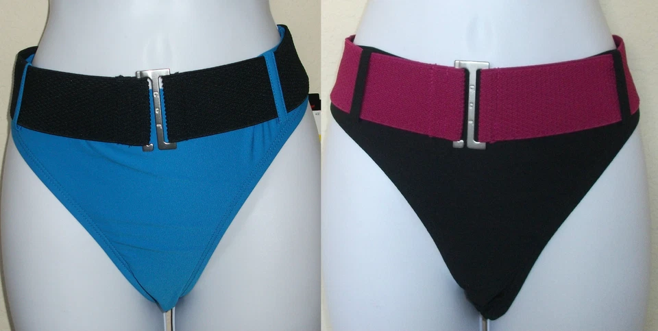 NWT JAG SPORT black or blue with wide belt swim bikini bottom pant, M,L,XL - Image 1 of 1