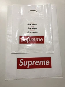 Supreme NYC Plastic Tote Bag Red Box Logo Shopping Bag Lot Of 2 Both Sizes - Picture 1 of 1