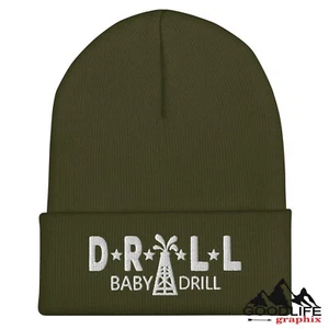 Drill Baby Drill Mining Knit Beanie Cap Hat for Men Women - Picture 1 of 32