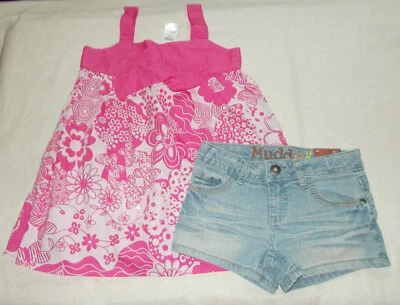 THE CHILDRENS PLACE MUDD Girls Pink Floral Tank Top Denim Shorts 7 8 SET NWT - Image 1 of 4