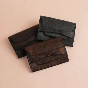 Custom Minimalist Habana Leather Snap Card Purse, Leather Gift for Him Her - Picture 1 of 20