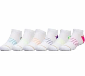 6 PAIR Gold Toe Big Girls Cushion Liner Flat Stripe Socks Large shoe size 2-10.5 - Picture 1 of 2