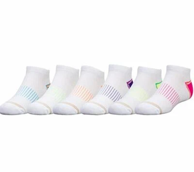 6 PAIR Gold Toe Big Girls Cushion Liner Flat Stripe Socks Large shoe size 2-10.5 - Image 1 of 2