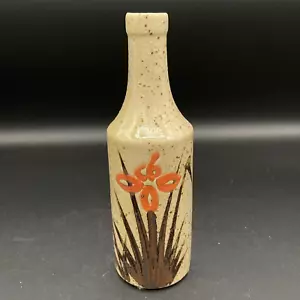 Vaso bocciolo ceramica artistica gres design floreale boho arancione marrone - Foto 1 di 8