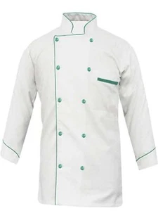 Chaqueta de dos filas para hombre Poly Cotton abrigo de cocina manga larga uniforme de cocina - Imagen 1 de 23