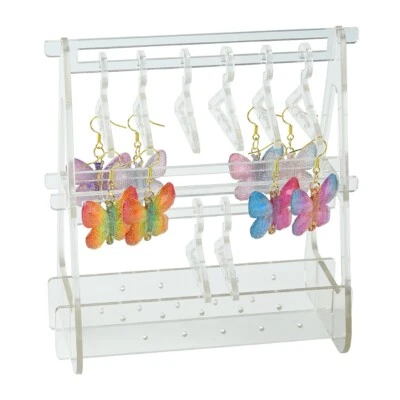 Acrylic Earring Storage Display Rack Transparent Creative 2 Layers Hanger - Image 1 of 4