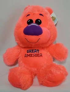 Peluche Goffa International GREAT AMERICA Rosa Neón/Salmón OSO DE PELUCHE PELUDO - Imagen 1 de 6