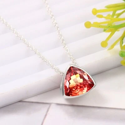 AAA+ Naturale Padparadscha Zaffiro 925 Pendente Argento Natale Fidanzamento - Immagine 1 di 4