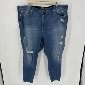 TORRID Women's Sky High Skinny Jeans Distressed Denim High Rise Blue Size 30 R - Picture 1 of 5