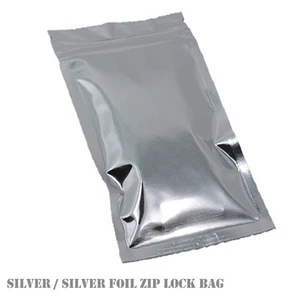 Silver Aluminium Foil Reusable Zip Bag Food Save Flat Mylar Metallic Pouch 100 - Picture 1 of 3
