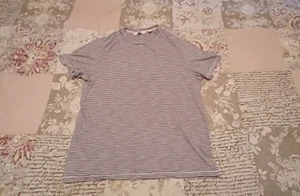 Joseph Abboud Men's Crew Neck T-Shirt Striped Blue & Cream Soft Tee Size M. - Picture 1 of 4