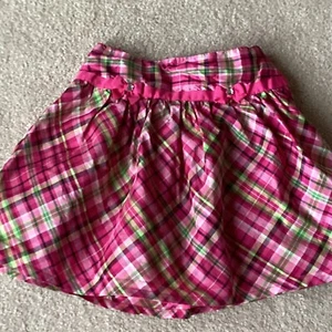 GYMBOREE SPRING/ SUMMER SKIRT, 5, PINK/ GREEN PLAID, NET SLIP, SPARKLY PINS,BOWS - Picture 1 of 3