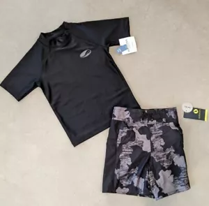 NWT * Toddler Boy's Rash Guard & Swimsuit Trunks Board Shorts Set Sz 4 / 5 - Picture 1 of 3