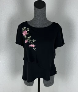 VTG S.L. Fashions Embroidered Ruffle Asymmetrical Blouse Top 12P Made in USA Y2K - Picture 1 of 10