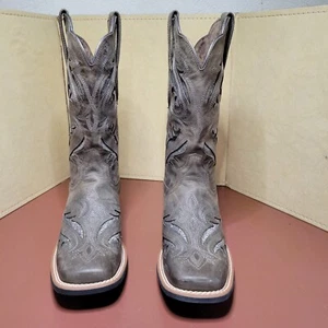 Woman ARIAT Square Toe Western Boots Size7 beautiful Silver Bling Designs Gray - Picture 1 of 19