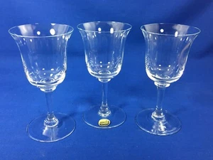 BOHEMIA CRYSTAL Clear Plain 5 1/2" CLARET WINE GLASSES Czechoslovakia SET OF 3 - Picture 1 of 11
