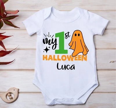 KEZZY'S GIFT SHOP Personalised My 1st First Halloween Baby Grow Vest Outfit Party Gift Boys Girls