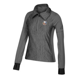 New York Islanders NHL Women's Climalite Ash Grey Vertical Heather Jacket - Picture 1 of 2