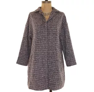 Gibson Nordstrom Long Jacket Size S 3/4 Sleeve Snap Plaid Gray Office NEW B75 - Picture 1 of 3
