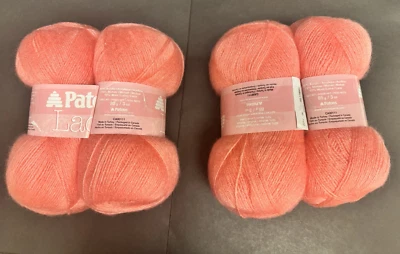 Patons Encaje Hilo Fino Acrílico Mohair Lana Calypso Coral 33714 NUEVO Lote de 4 Foto 1 de 4