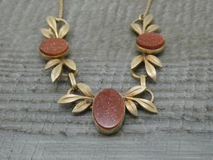 Stunning Vintage Vandell 12K Gold Filled Sandstone Pendant 16" Necklace c1970's - Picture 1 of 8