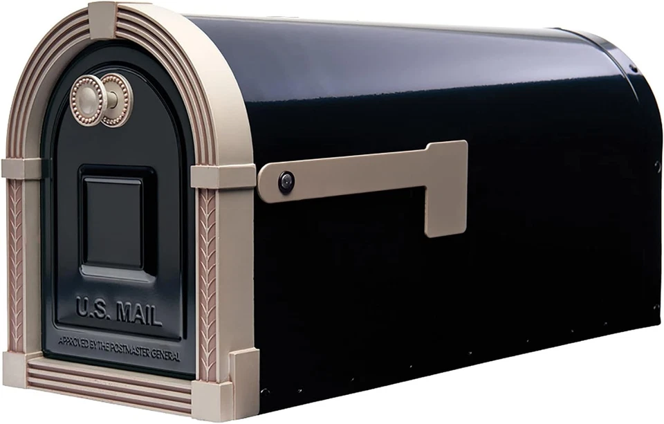 Brunswick Large, Steel, Post Mount Mailbox, Black & Brushed Nickel  - Image 1 of 4