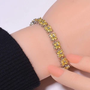 Citrine Gemstone 925 Sterling Silver Tennis Bracelet 6.99" B26, Gift for her - Picture 1 of 5