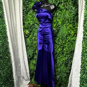 Stunning Purple One Shoulder Formal Dress Ruffle Mermaid Gown Party Evening 3038 - Picture 1 of 8
