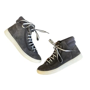 Ugg Shoes Womens Size 7 Gray Olive Trainer Casual Suede High Top Basic Sneakers - Picture 1 of 13