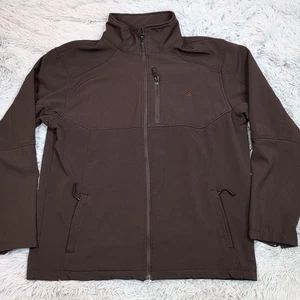 Snozu Performance Jacket Mens XL Brown Logo Zip Up Pockets Lightweight Comfy  - Picture 1 of 10