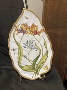 anna weatherley porcelain Botanical Series Limited Edition 15 1/2 In Tulip Leaf  - Picture 1 of 13