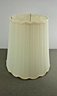 vintage Pleated Drum Ivory Color Lamp Shade w Scalloped Edges 18" tall, 18"x12" - Image 1 of 4