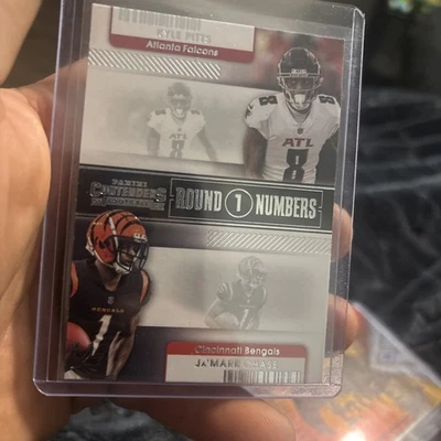 2021 Panini Contenders - Round Numbers Ja'Marr Chase, Kyle Pitts #RN-KPI (RC) - Image 1 of 2