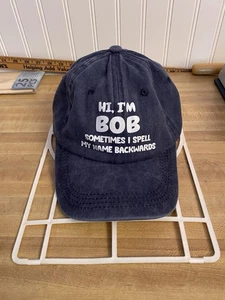 Preowned "Hi, I'm BOB Hat/Cap. Worn Look. Adjustable Unbranded Check Pictures - Picture 1 of 8
