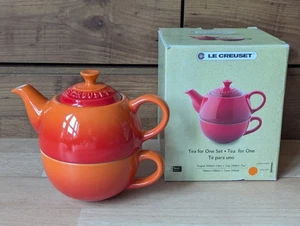 Le Creuset Tea For One Set / Teapot Lid & Cup  Volcanic Orange - Picture 1 of 4