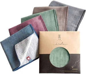 Imabari Iroha 25cm x 25cm Imabari Towel, 100% Cotton, Set of 5 (Black, Dark Blue - Picture 1 of 7