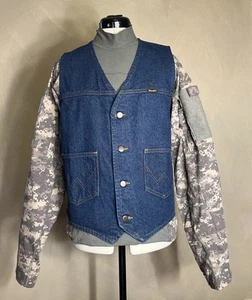 Wrangler Herren V-Ausschnitt 100% Baumwolle Ärmellos Western Blau Denim Weste, Cowboy|Gr:M - Bild 1 von 24