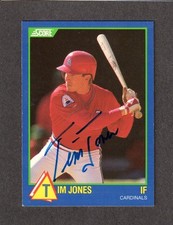 1989 SCORE #28  Tim Jones ST LOUIS CARDINALS SIGNED AUTOGRAPH AUTO COA