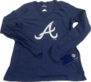 NWOT Women's Small Atlanta Braves Fanatics Authentic MLB Long Sleeve Shirt Navy - Picture 1 of 5