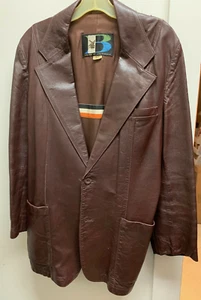Breier of Amsterdam Brown Leather Mens Sport Coat Jacket Sz 40 Vintage! - Picture 1 of 7