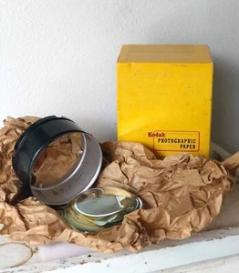 Vintage Darkroom Federal Enlarger Condenser Lens Vintage Kodak Photo Paper Box  - Picture 1 of 11